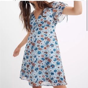 MADEWELL floral‎ mini dress with back cut out